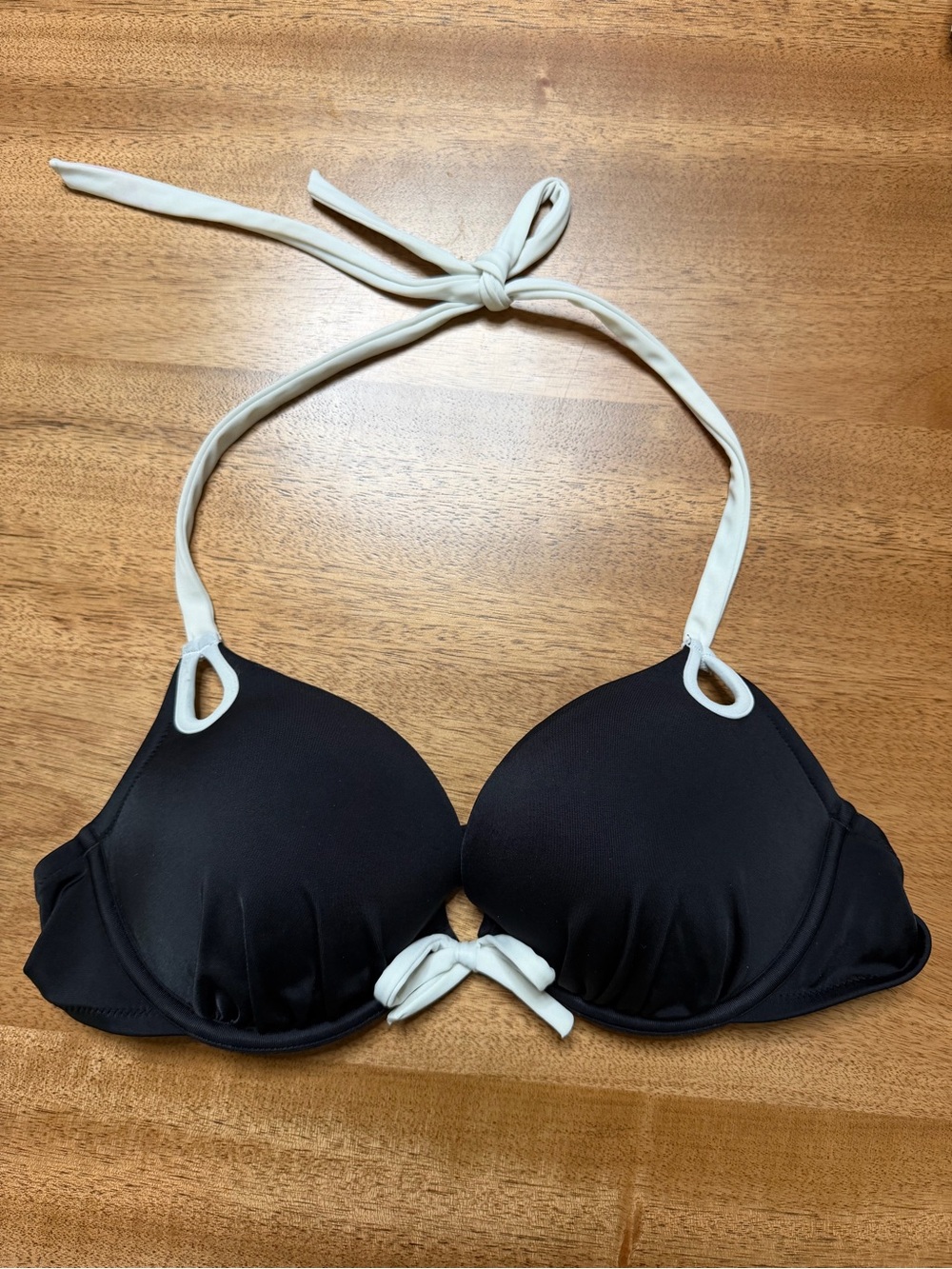 Victoria's Secret Black & White Halter Push-Up Bikini Top 36A